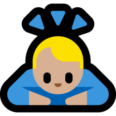 Wie Sich verbeugender Mann: mittelhelle Hautfarbe Emoji auf Microsoft aussieht.