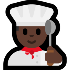 How Man Cook: Dark Skin Tone emoji looks on Microsoft.