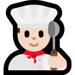 How Man Cook: Light Skin Tone emoji looks on Microsoft.