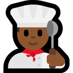 A quoi ressemblent les emoji Cuisinier: peau mate sur Microsoft.