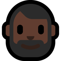 Bagaimana Person: Dark Skin Tone, Beard emoji terlihat di Microsoft.