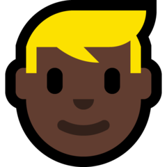 How Man: Dark Skin Tone, Blond Hair emoji looks on Microsoft.