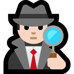 How Man Detective: Light Skin Tone emoji looks on Microsoft.