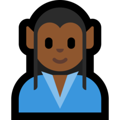 Como o emoji do Elfo homem: pele morena escura é exibido no Microsoft.