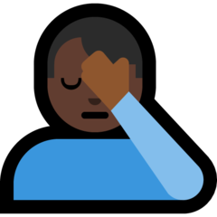 How Man Facepalming: Dark Skin Tone emoji looks on Microsoft.