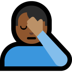 How Man Facepalming: Medium-Dark Skin Tone emoji looks on Microsoft.