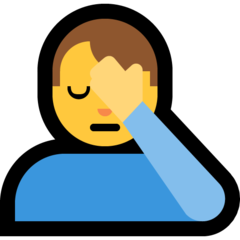 Bagaimana Pria tepuk jidat emoji terlihat di Microsoft.