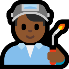 How Man Factory Worker: Medium-Dark Skin Tone emoji looks on Microsoft.