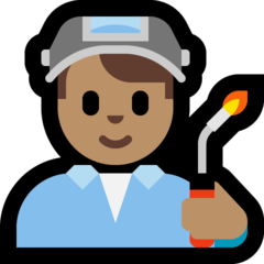 How Man Factory Worker: Medium Skin Tone emoji looks on Microsoft.