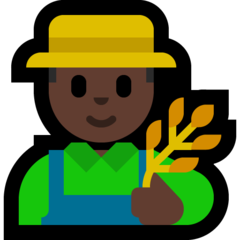 How Man Farmer: Dark Skin Tone emoji looks on Microsoft.