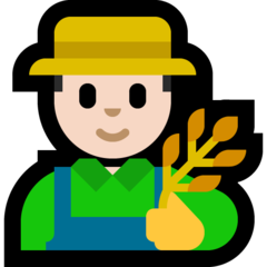 A quoi ressemblent les emoji Fermier: peau claire sur Microsoft.