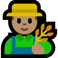 A quoi ressemblent les emoji Fermier: peau légèrement mate sur Microsoft.