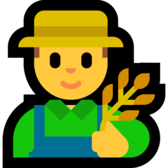 Bagaimana emoji Petani lelaki kelihatan di Microsoft.