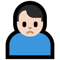 How Man Frowning: Light Skin Tone emoji looks on Microsoft.