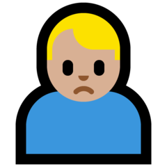 How Man Frowning: Medium-Light Skin Tone emoji looks on Microsoft.