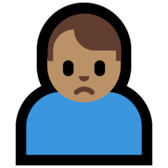 How Man Frowning: Medium Skin Tone emoji looks on Microsoft.