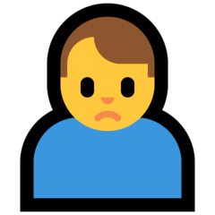 Como o emoji do Homem franzindo a sobrancelha é exibido no Microsoft.