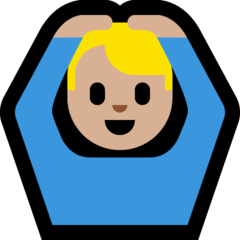 A quoi ressemblent les emoji Homme faisant un geste d’acceptation: peau moyennement claire sur Microsoft.