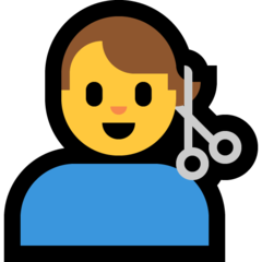 Jak wygląda emoji Mężczyzna podczas strzyżenia w Microsoft.