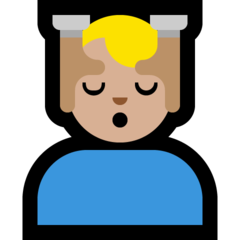 A quoi ressemblent les emoji Homme qui se fait masser: peau moyennement claire sur Microsoft.