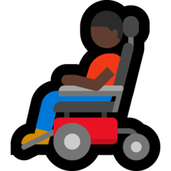 A quoi ressemblent les emoji Homme en fauteuil motorisé: peau foncée sur Microsoft.