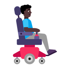 How Man in Motorized Wheelchair Facing Right: Dark Skin Tone emoji looks on Microsoft.