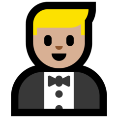 Bagaimana Man in Tuxedo: Medium-Light Skin Tone emoji terlihat di Microsoft.