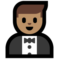 Bagaimana Man in Tuxedo: Medium Skin Tone emoji terlihat di Microsoft.