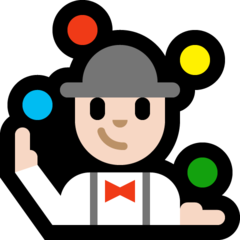 A quoi ressemblent les emoji Jongleur: peau claire sur Microsoft.