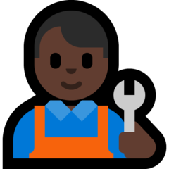 How Man Mechanic: Dark Skin Tone emoji looks on Microsoft.