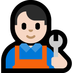 How Man Mechanic: Light Skin Tone emoji looks on Microsoft.