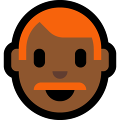 How Man: Medium-Dark Skin Tone, Red Hair emoji looks on Microsoft.