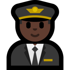 How Man Pilot: Dark Skin Tone emoji looks on Microsoft.