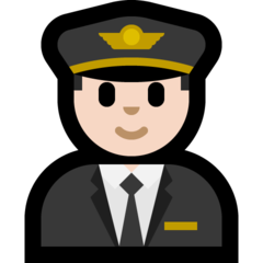 How Man Pilot: Light Skin Tone emoji looks on Microsoft.