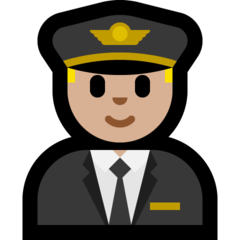 A quoi ressemblent les emoji Pilote homme: peau moyennement claire sur Microsoft.