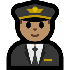 A quoi ressemblent les emoji Pilote homme: peau légèrement mate sur Microsoft.