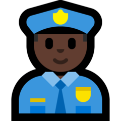 How Man Police Officer: Dark Skin Tone emoji looks on Microsoft.