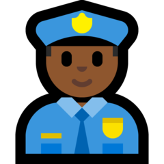 Wie Polizist: mitteldunkle Hautfarbe Emoji auf Microsoft aussieht.