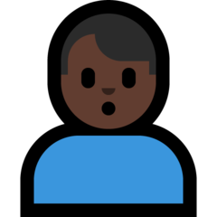 How Man Pouting: Dark Skin Tone emoji looks on Microsoft.