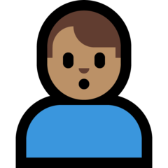 How Man Pouting: Medium Skin Tone emoji looks on Microsoft.