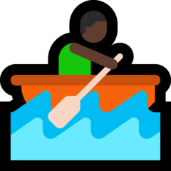 How Man Rowing Boat: Dark Skin Tone emoji looks on Microsoft.