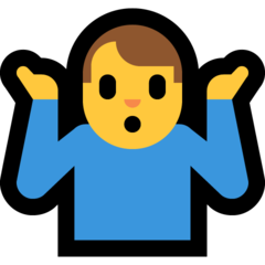 How Man Shrugging emoji looks on Microsoft.