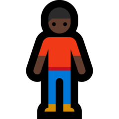 How Man Standing: Dark Skin Tone emoji looks on Microsoft.