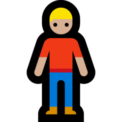 A quoi ressemblent les emoji Homme debout: peau moyennement claire sur Microsoft.