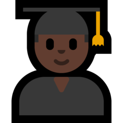 How Man Student: Dark Skin Tone emoji looks on Microsoft.