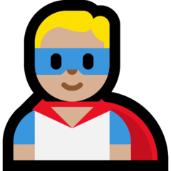 Wie Superheld: mittelhelle Hautfarbe Emoji auf Microsoft aussieht.