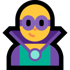 How Man Supervillain emoji looks on Microsoft.