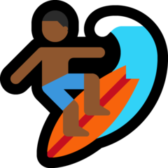 Wie Surfer: mitteldunkle Hautfarbe Emoji auf Microsoft aussieht.