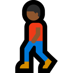 A quoi ressemblent les emoji Homme qui marche: peau mate sur Microsoft.