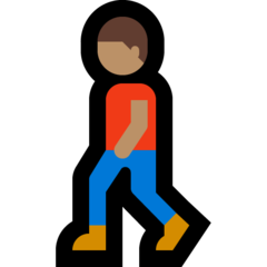 A quoi ressemblent les emoji Homme qui marche: peau légèrement mate sur Microsoft.